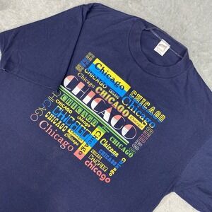 Vtg‎ Chicago Illinois Shirt Mens Sz XL Blue Single Stitch Faded Tourist Tee Thin